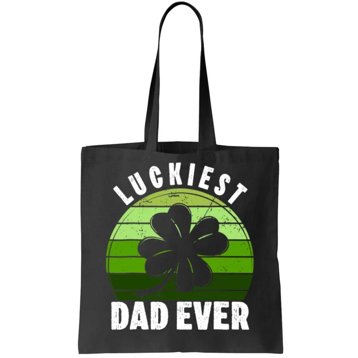 Retro Luckiest Dad Ever Shamrock St Patricks Day Family Tote Bag