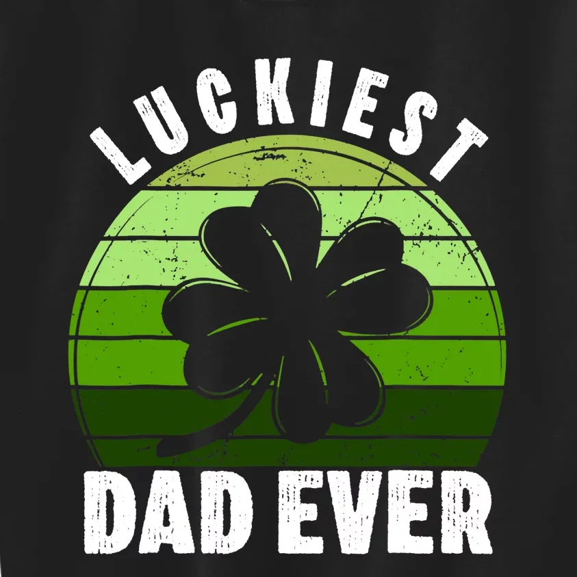 Retro Luckiest Dad Ever Shamrock St Patricks Day Family Kids Sweatshirt