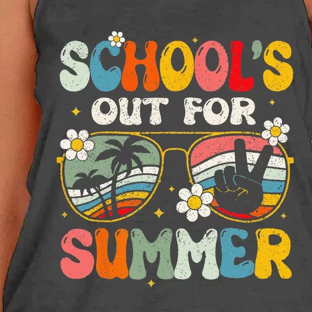 Retro Last Day Of School Schools Out For Summer Teacher Gift Women's Knotted Racerback Tank