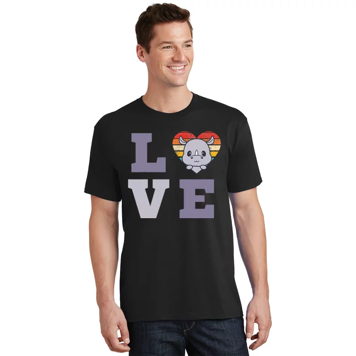 Retro Love Design With A Cute Rhino Vintage T-Shirt