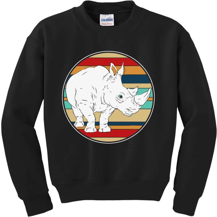 Retro Love Design With A Cute Rhino Vintage Kids Sweatshirt