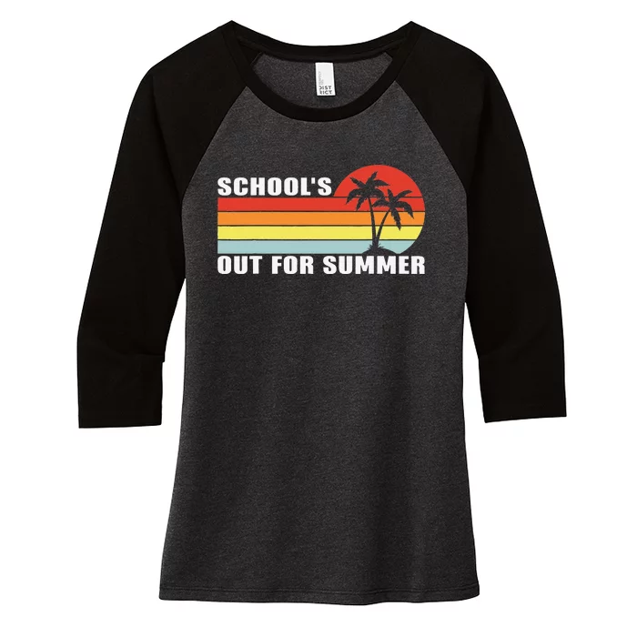 Retro Last Day Of School Schools Out For Summer Teacher Women's Tri-Blend 3/4-Sleeve Raglan Shirt