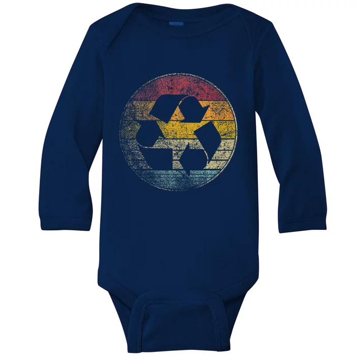 Recycle Logo Earth Day Nature Planet Conservation Retro Gift Baby Long Sleeve Bodysuit