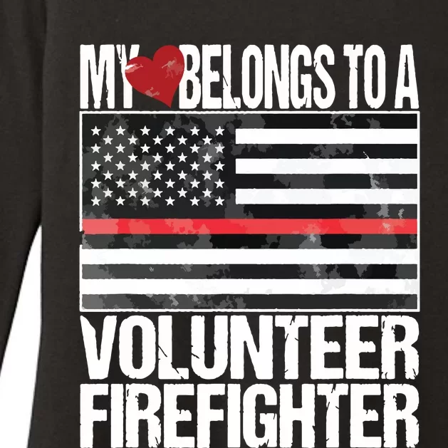 Red Line Flag Fireman Wife Girlfriend Volunteer Firefighter Womens CVC Long Sleeve Shirt