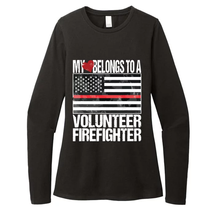 Red Line Flag Fireman Wife Girlfriend Volunteer Firefighter Womens CVC Long Sleeve Shirt