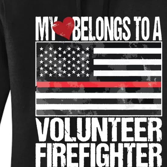 Red Line Flag Fireman Wife Girlfriend Volunteer Firefighter Women's Pullover Hoodie