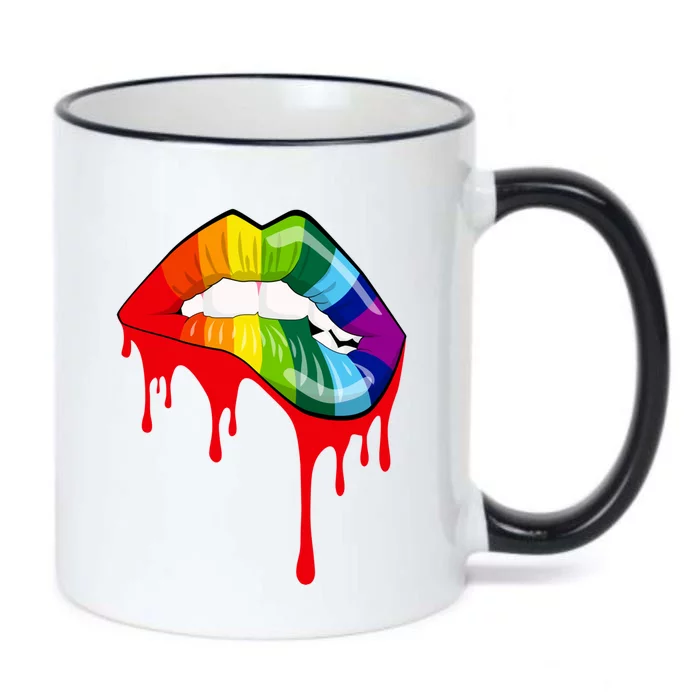 Rainbow Lips Fashion Lip Art Design Print Colorful Gift Meaningful Gift Black Color Changing Mug