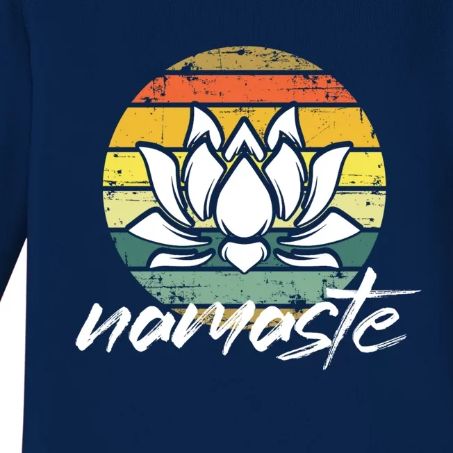 Retro Lotus Flower Spiritual Yoga Meditation Namaste Cool Gift Baby Long Sleeve Bodysuit