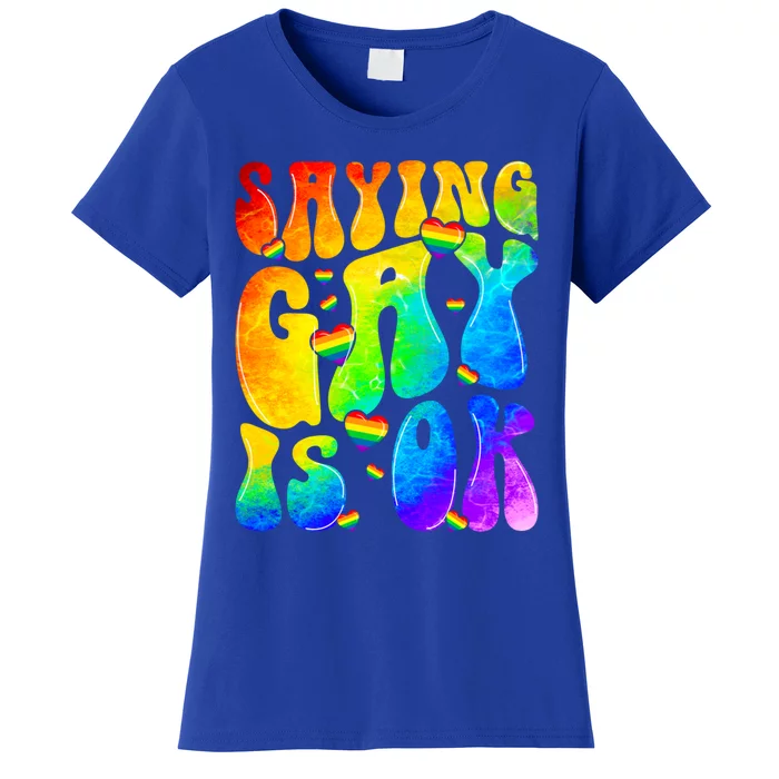 Rainbow Lgbt Flag Saying Gay Is Ok Lgbtq Pride Month Gift Women's T-Shirt