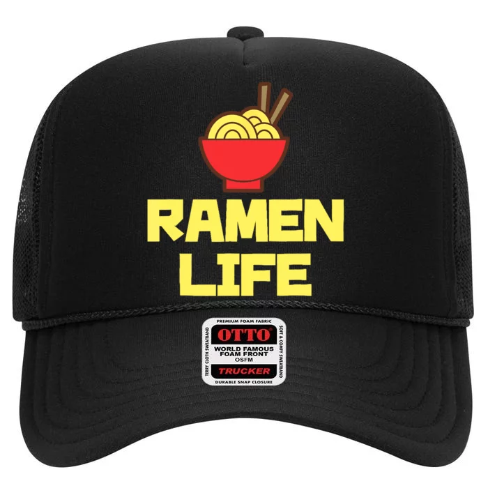 Ra Life Featuring Tasty Japanese Noodle Bowl High Crown Mesh Trucker Hat