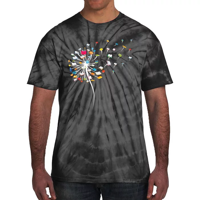 Reading Lover Funny Dandelion Books Gift Tie-Dye T-Shirt