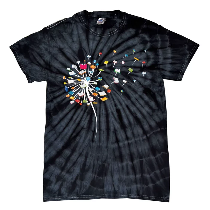 Reading Lover Funny Dandelion Books Gift Tie-Dye T-Shirt