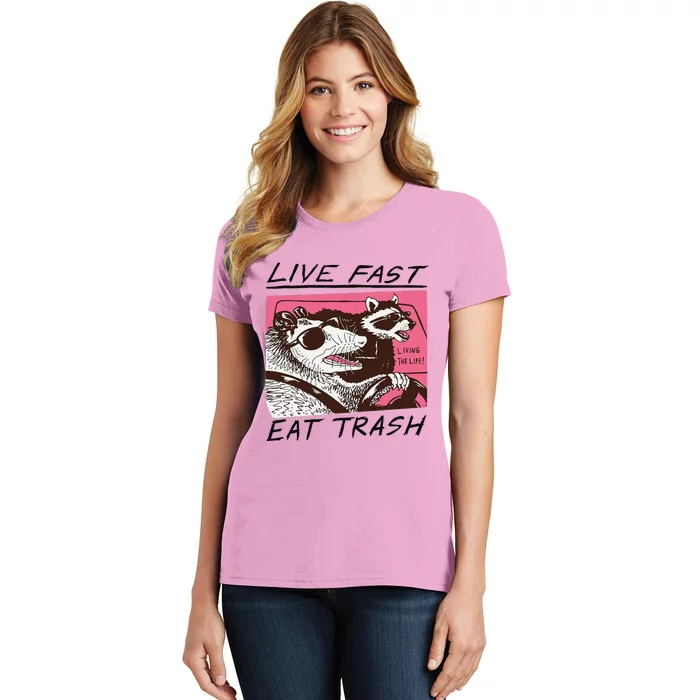 Raccoon Live Fast Eat Trash Funny Animal Women's T-Shirt