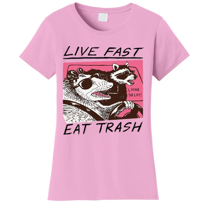 Raccoon Live Fast Eat Trash Funny Animal Women's T-Shirt