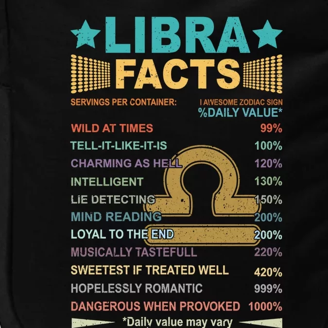 Retro Libra Facts 1 Awesome Zodiac Sign Birthday Gift Impact Tech Backpack