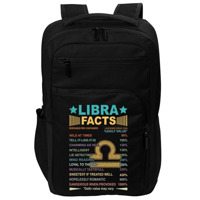 Retro Libra Facts 1 Awesome Zodiac Sign Birthday Gift Impact Tech Backpack