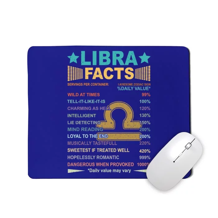 Retro Libra Facts 1 Awesome Zodiac Sign Birthday Gift Mousepad