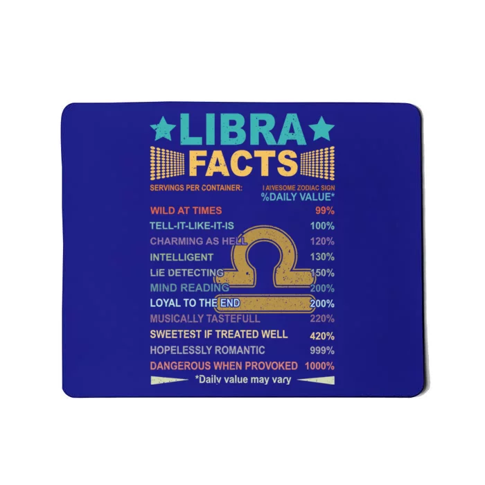 Retro Libra Facts 1 Awesome Zodiac Sign Birthday Gift Mousepad