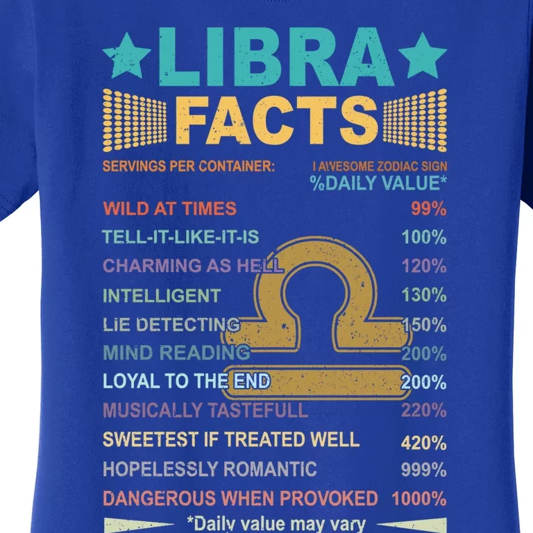 Retro Libra Facts 1 Awesome Zodiac Sign Birthday Gift Women's T-Shirt