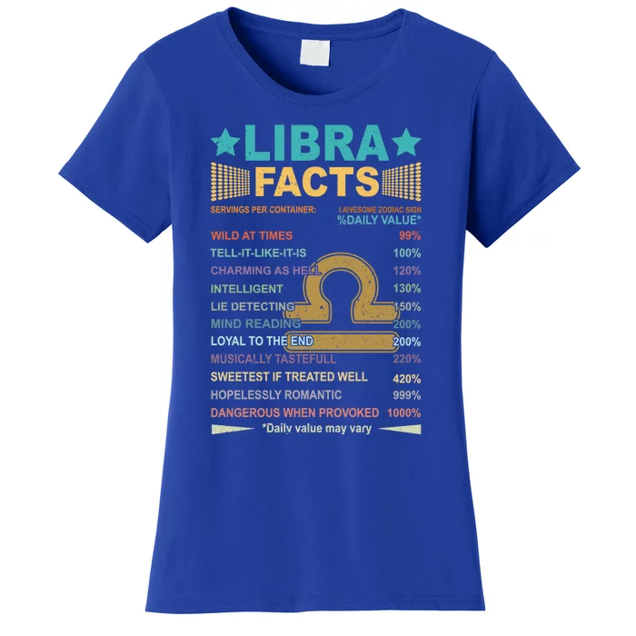 Retro Libra Facts 1 Awesome Zodiac Sign Birthday Gift Women's T-Shirt