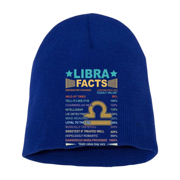 Retro Libra Facts 1 Awesome Zodiac Sign Birthday Gift Short Acrylic Beanie