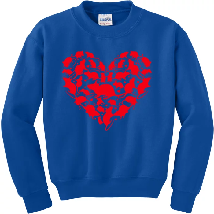 Rat Lover Funny Love Heart Rat Valentine's Day Gift Kids Sweatshirt