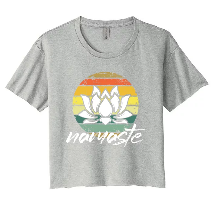 Retro Lotus Flower Spiritual Yoga Meditation Namaste Great Gift Women's Crop Top Tee