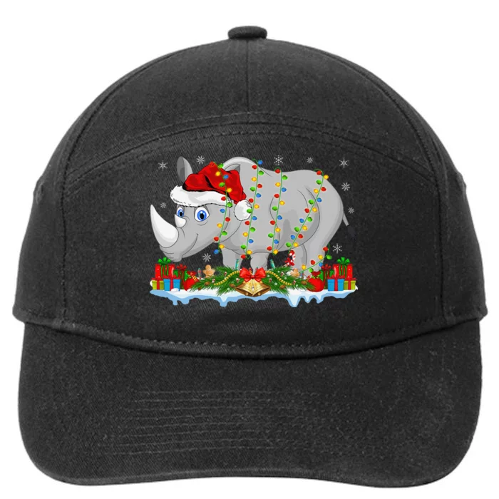 Rhino Lover Family Matching Santa Hat Rhino Christmas 7-Panel Snapback Hat