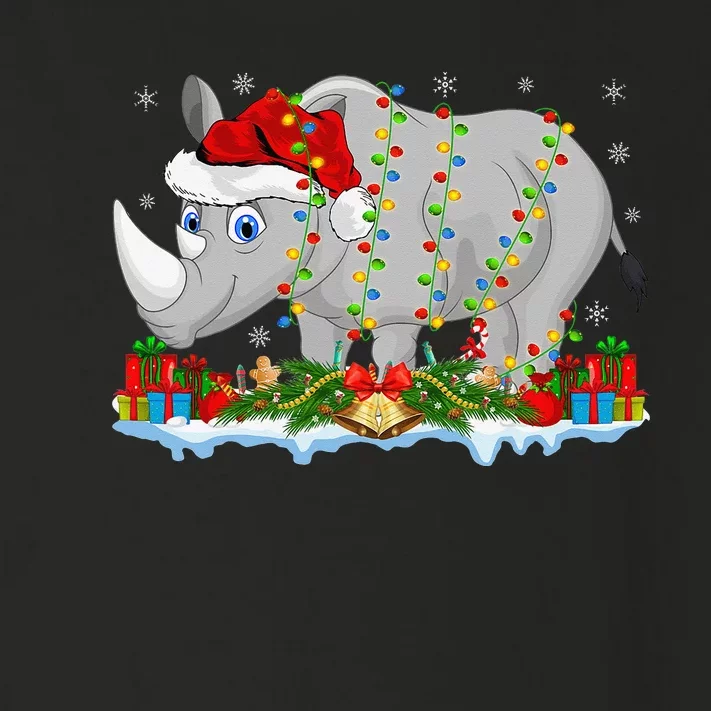 Rhino Lover Family Matching Santa Hat Rhino Christmas Toddler Long Sleeve Shirt