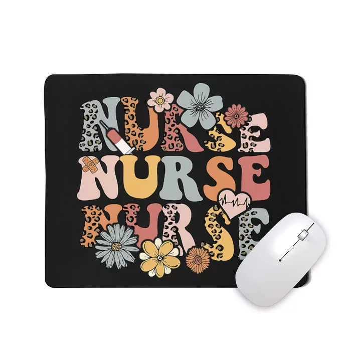 Retro Leopard Groovy Funny Nurse Gift Mousepad