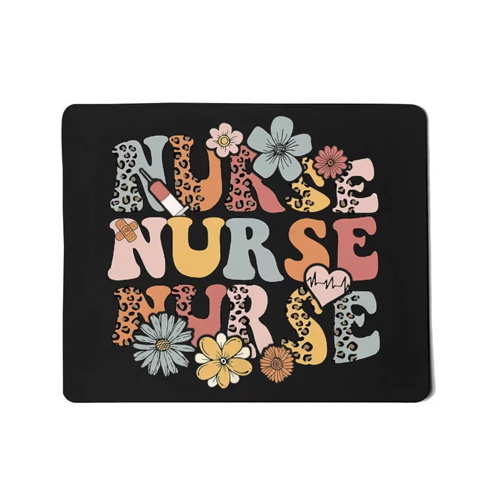 Retro Leopard Groovy Funny Nurse Gift Mousepad