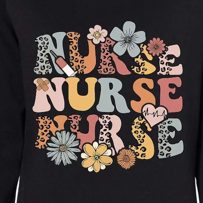 Retro Leopard Groovy Funny Nurse Gift Womens California Wash Sweatshirt