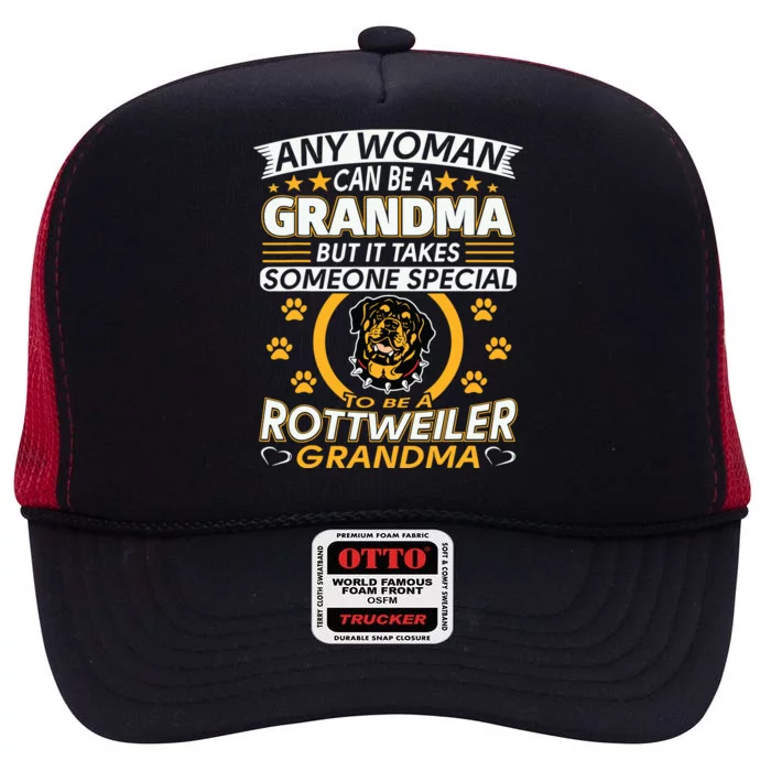 Rottweiler Lover Grandma Best Gifts Idea Rottweiler Grandma High Crown Mesh Trucker Hat