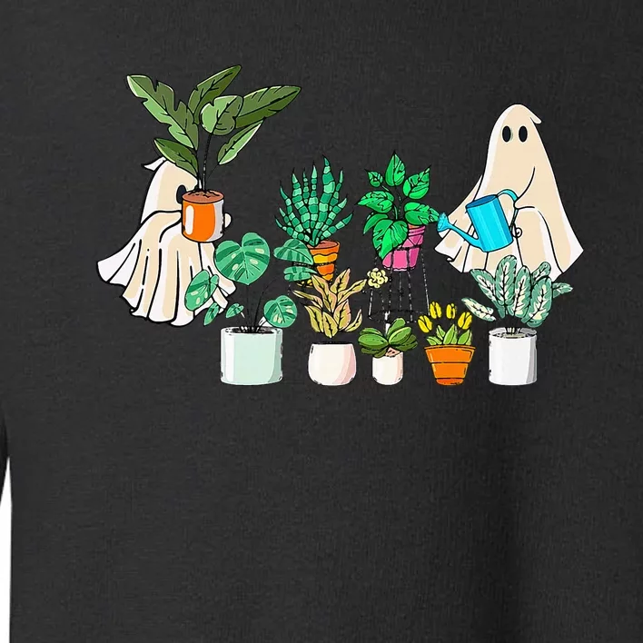 Retro Lady Gardener Ghost Gardening Plants Lover Halloween Toddler Sweatshirt