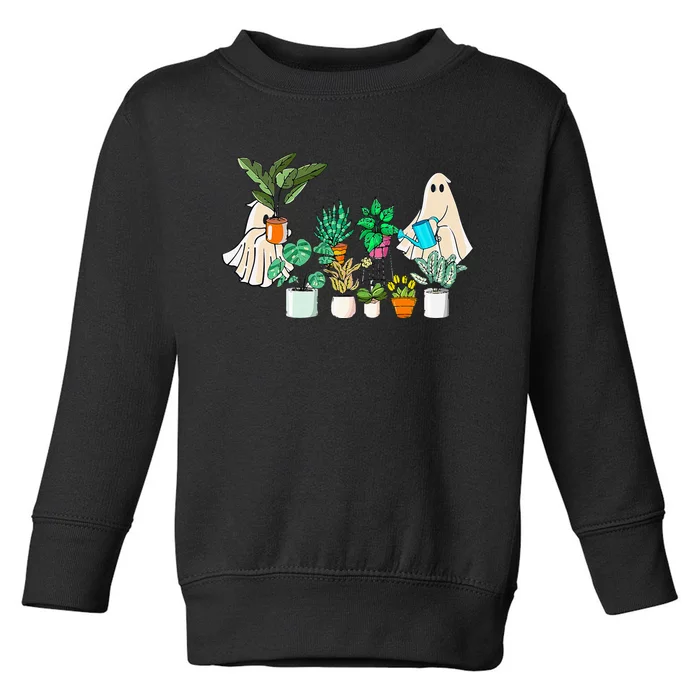 Retro Lady Gardener Ghost Gardening Plants Lover Halloween Toddler Sweatshirt