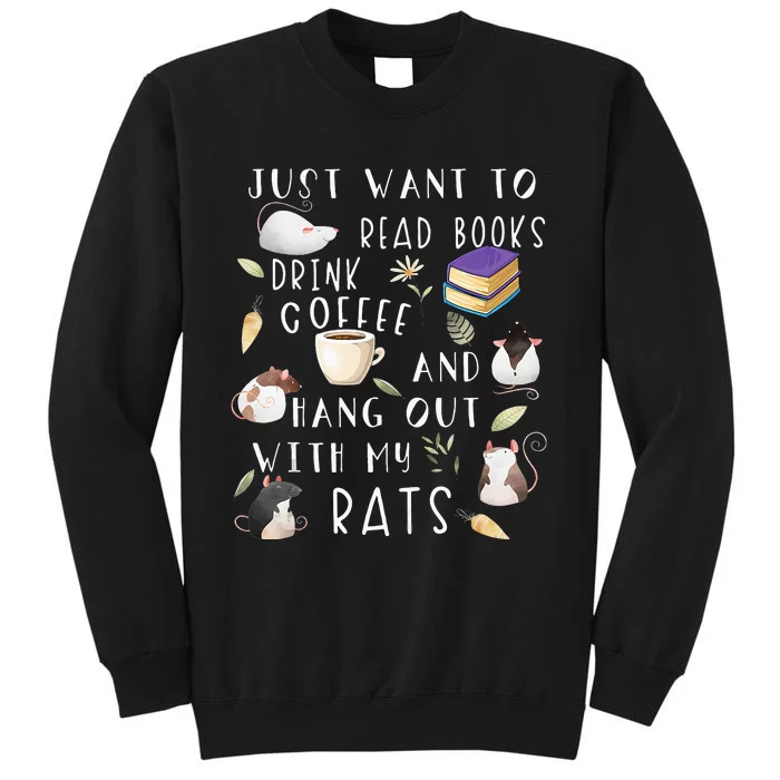 Rat Lover Gift Cute Rat Graphic Book Bookish Coffee Rat Sweatshirt