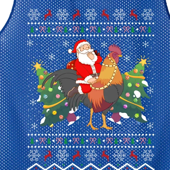 Rooster Lover Gift Ugly Santa Riding Rooster Christmas Gift Mesh Reversible Basketball Jersey Tank