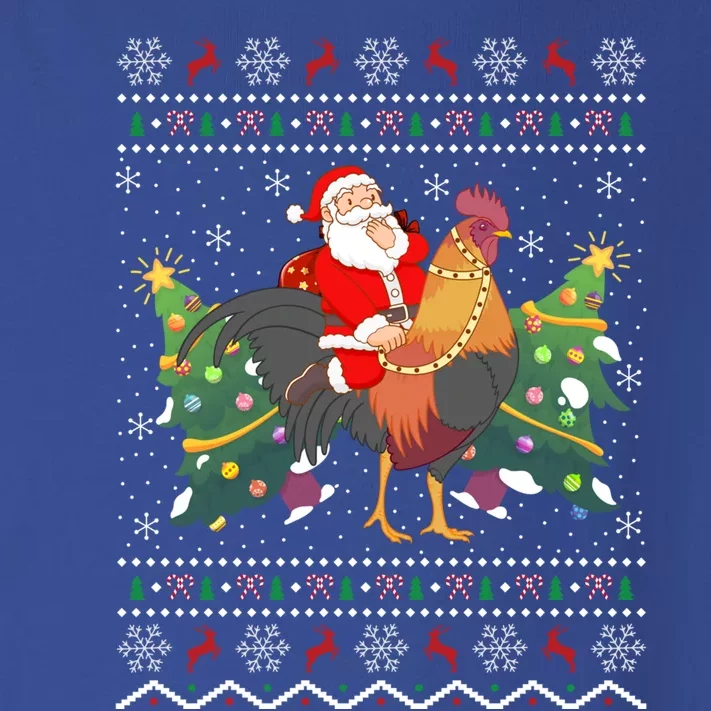 Rooster Lover Gift Ugly Santa Riding Rooster Christmas Gift Toddler Long Sleeve Shirt