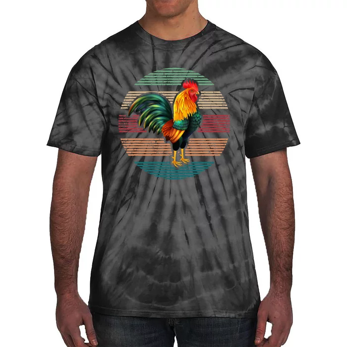 Roosters Lover Gift Vintage Retro Rooster Tie-Dye T-Shirt