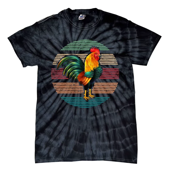 Roosters Lover Gift Vintage Retro Rooster Tie-Dye T-Shirt