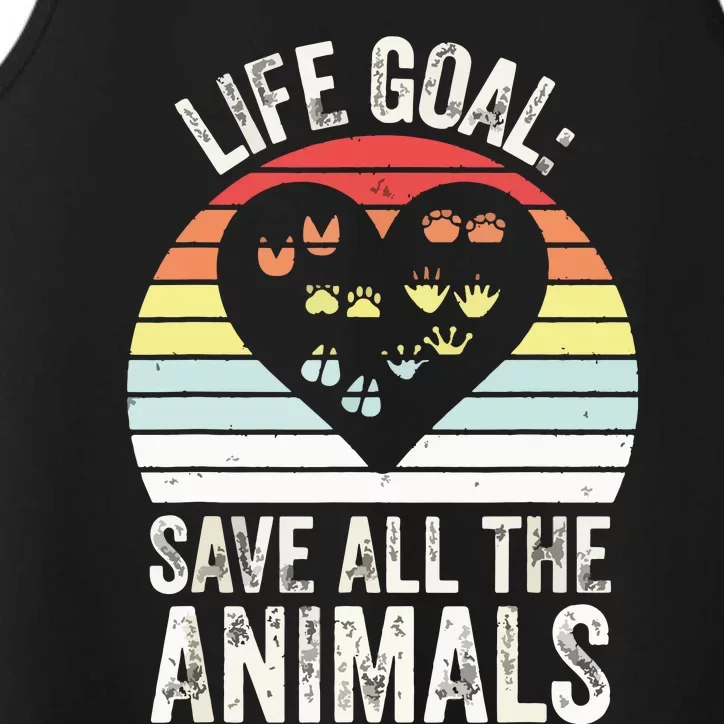 Retro Life Goal Save All Animals Wildlife Rescue Animal Performance Tank