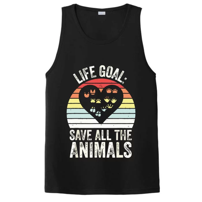 Retro Life Goal Save All Animals Wildlife Rescue Animal Performance Tank