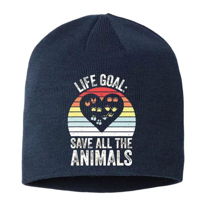 Retro Life Goal Save All Animals Wildlife Rescue Animal 8 1/2in Sustainable Knit Beanie