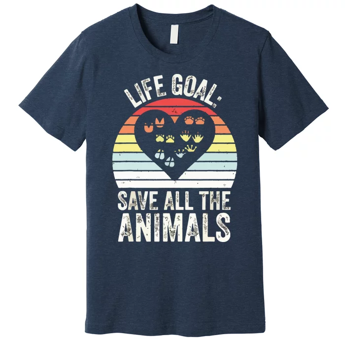 Retro Life Goal Save All Animals Wildlife Rescue Animal Premium T-Shirt