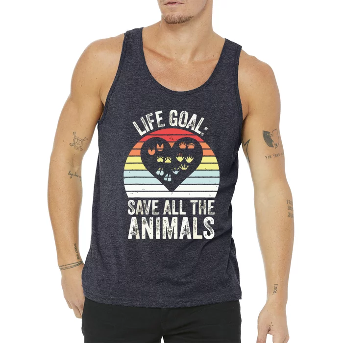 Retro Life Goal Save All Animals Wildlife Rescue Animal Tank Top