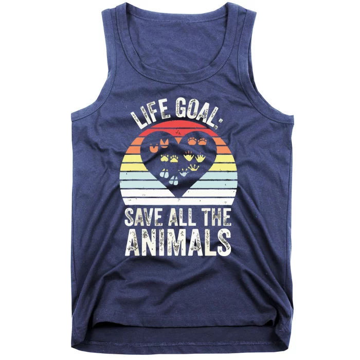 Retro Life Goal Save All Animals Wildlife Rescue Animal Tank Top