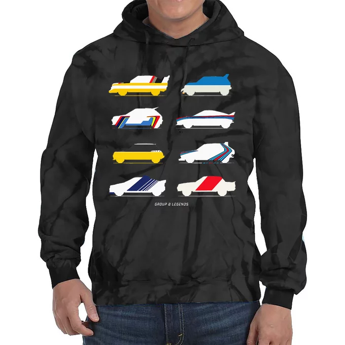 Rally Legends Group B Classic Rally Car Design Tie Dye Hoodie