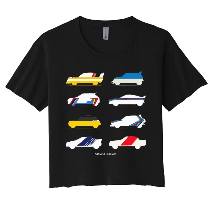 Rally Legends Group B Classic Rally Car Design Women's Crop Top Tee