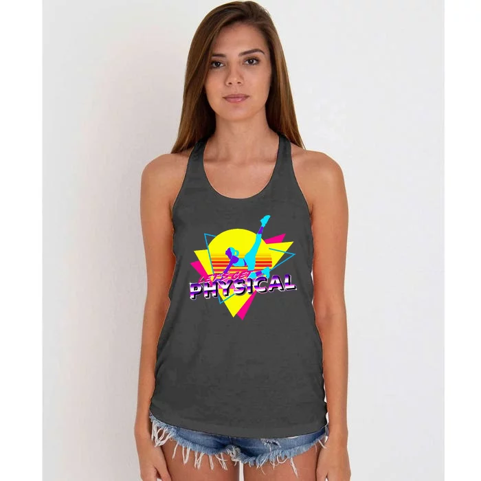 Retro LetS Get Physical Totally 80S Workout Fitness Women's Knotted Racerback Tank