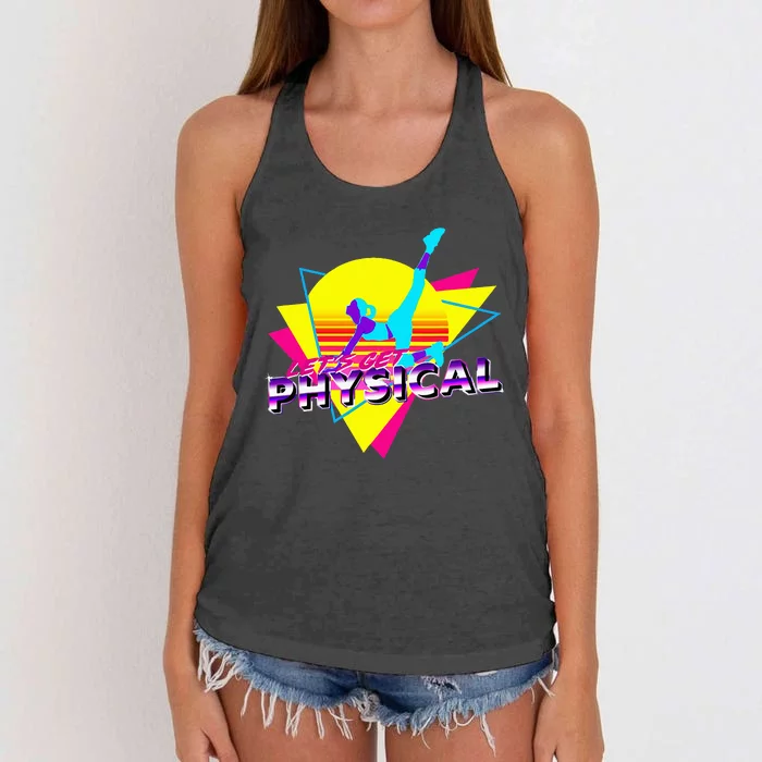 Retro LetS Get Physical Totally 80S Workout Fitness Women's Knotted Racerback Tank